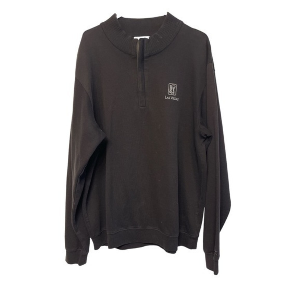 Cutter & Buck TPG Las Vegas Black 1/4 Zip Mock Neck Knit Sweater Size XL EUC